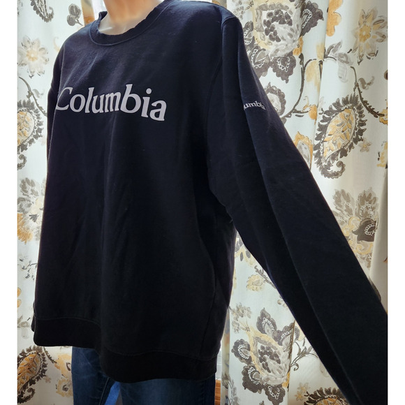 Columbia Pullover Sweatshirt Women's Size Large Black Logo Cotton Blend - Picture 3 of 8